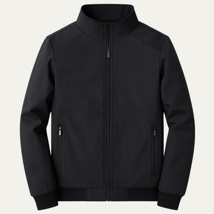 Men's Bomber Jacket with Stand Collar and Zip Front