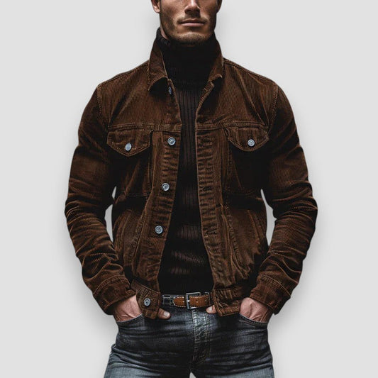 Men's Button-Up Jacket with Chest Pockets and Regular Fit