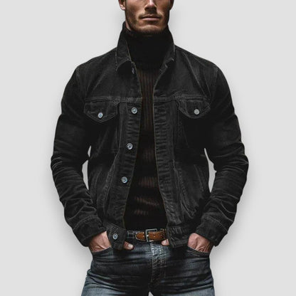 Men's Button-Up Jacket with Chest Pockets and Regular Fit