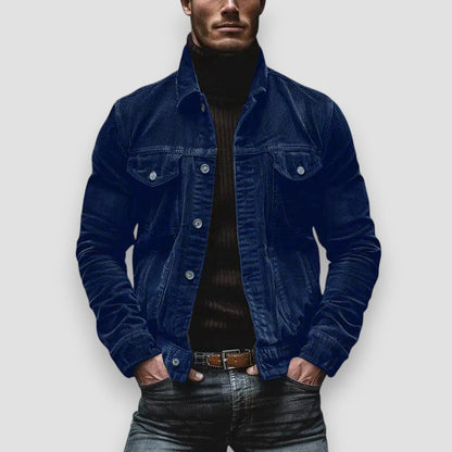 Men's Button-Up Jacket with Chest Pockets and Regular Fit