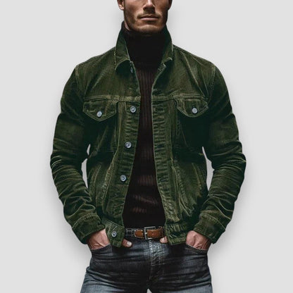 Men's Button-Up Jacket with Chest Pockets and Regular Fit
