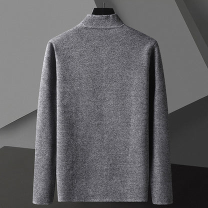 Men's Cardigan with Stand Collar and Button Closure