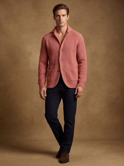 Men's Cardigan with Stand Collar, Button Closure and Front Pockets