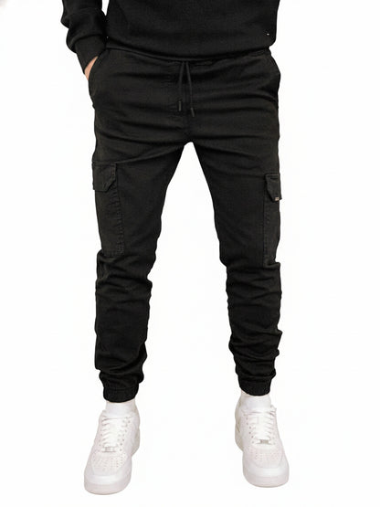Men's Cargo Jogger Pants with Drawstring Waist and Tapered Leg
