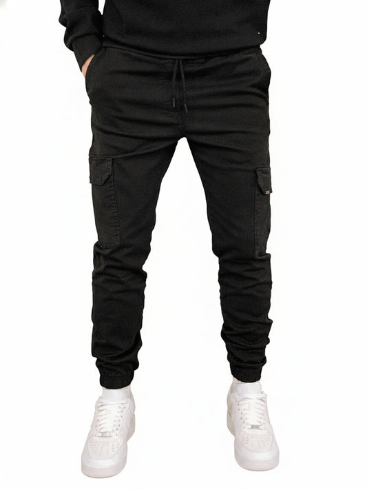 Men's Cargo Jogger Pants with Drawstring Waist and Tapered Leg