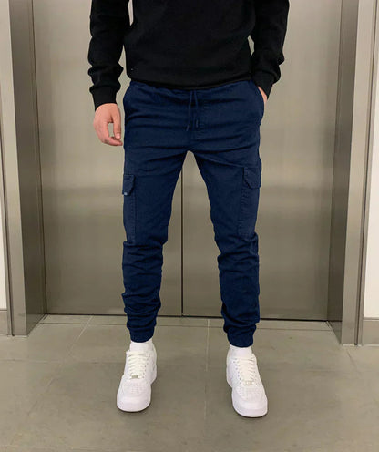 Men's Cargo Jogger Pants with Drawstring Waist and Tapered Leg