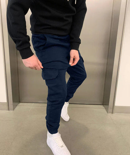 Men's Cargo Jogger Pants with Drawstring Waist and Tapered Leg