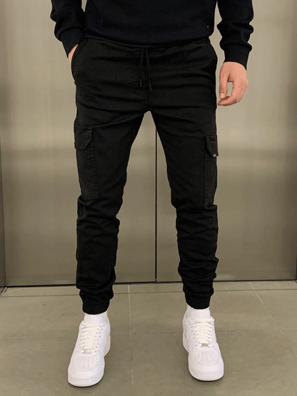 Men's Cargo Jogger Pants with Drawstring Waist and Tapered Leg