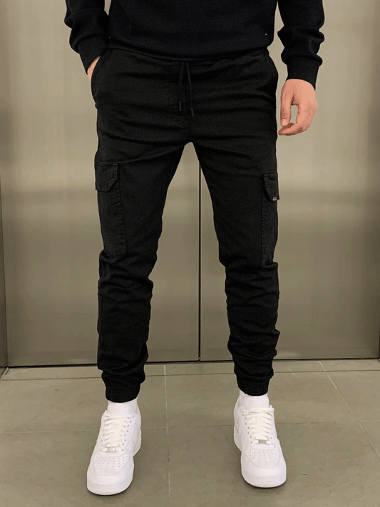 Men's Cargo Jogger Pants with Drawstring Waist and Tapered Leg