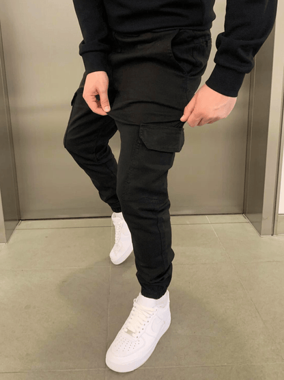 Men's Cargo Jogger Pants with Drawstring Waist and Tapered Leg