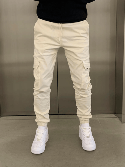 Men's Cargo Jogger Pants with Drawstring Waist and Tapered Leg
