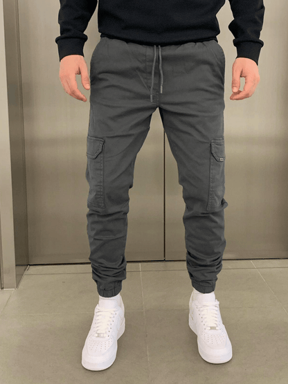 Men's Cargo Jogger Pants with Drawstring Waist and Tapered Leg