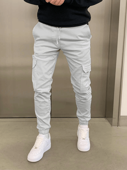 Men's Cargo Jogger Pants with Drawstring Waist and Tapered Leg