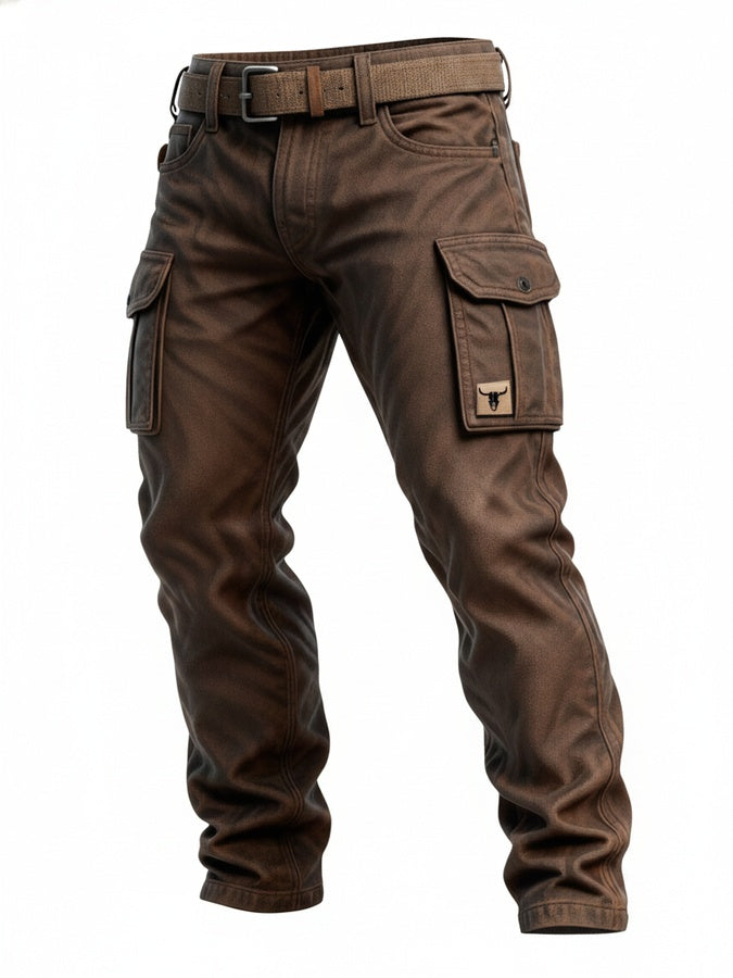 Men's Cargo Pants with Flap Pockets and Zip Pocket