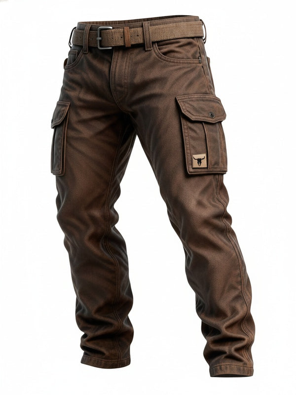 Men's Cargo Pants with Flap Pockets and Zip Pocket