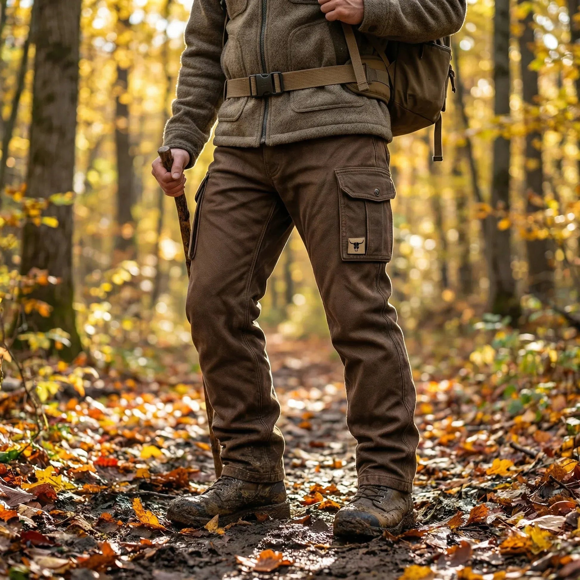 Men's Cargo Pants with Flap Pockets and Zip Pocket