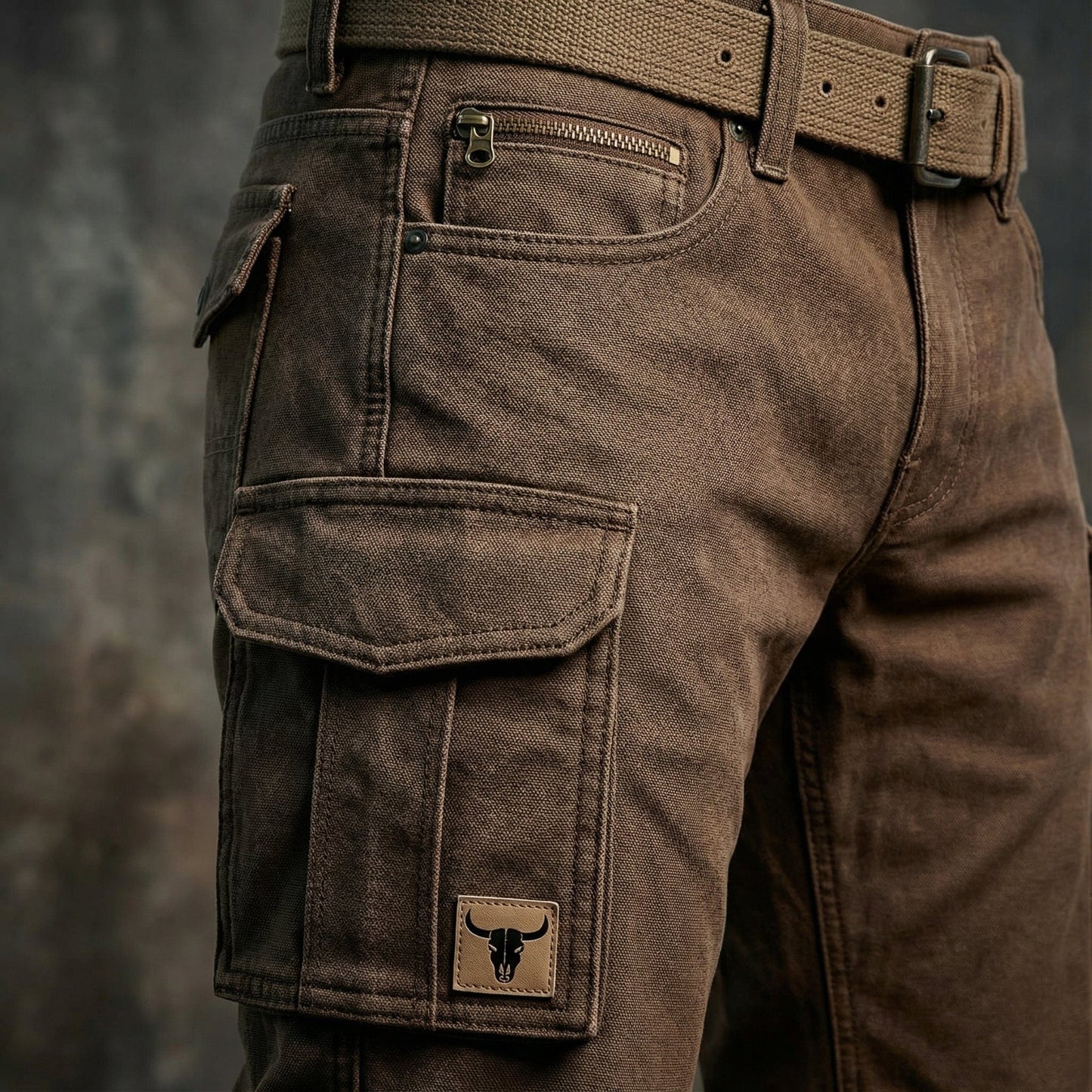 Men's Cargo Pants with Flap Pockets and Zip Pocket