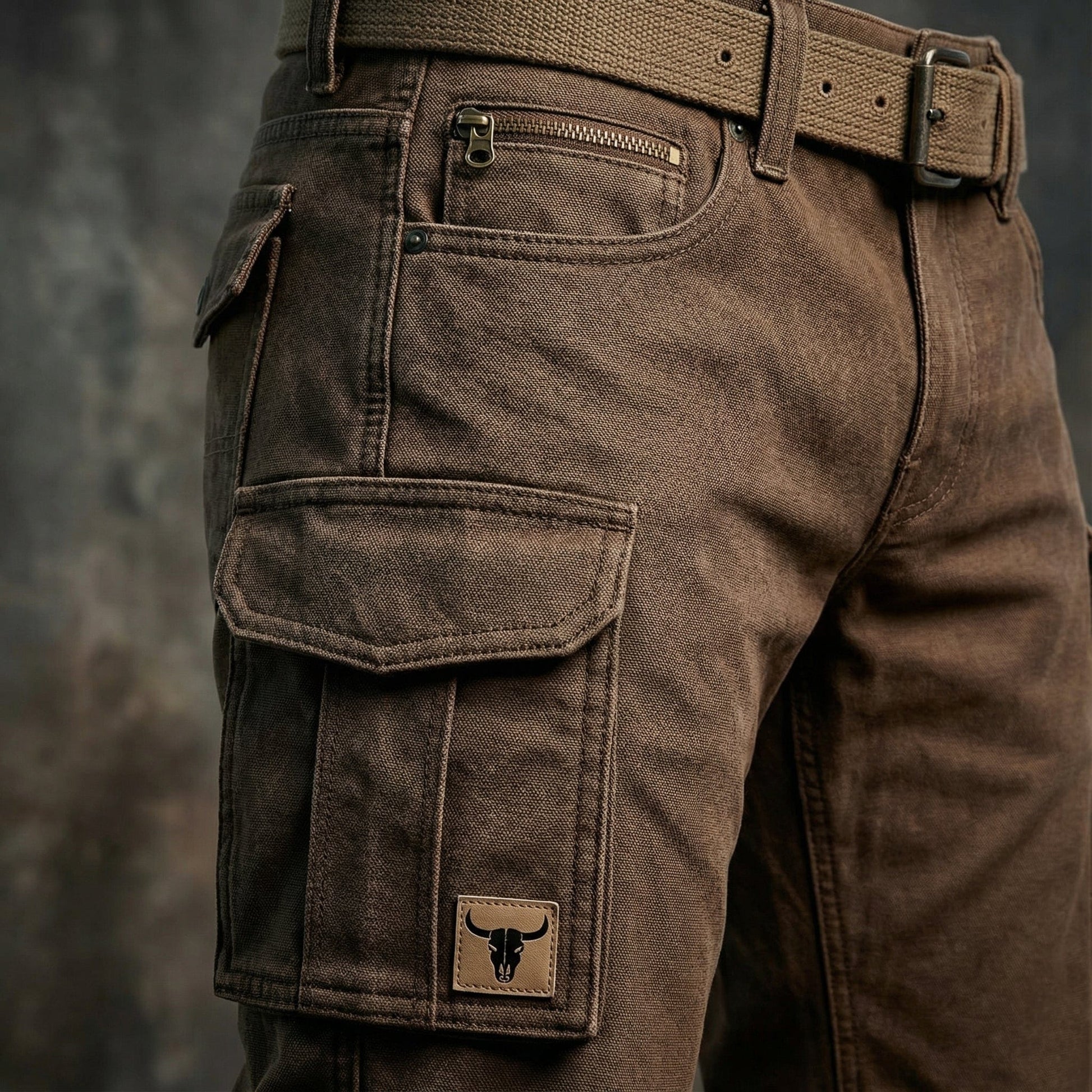 Men's Cargo Pants with Flap Pockets and Zip Pocket