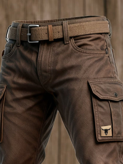 Men's Cargo Pants with Flap Pockets and Zip Pocket