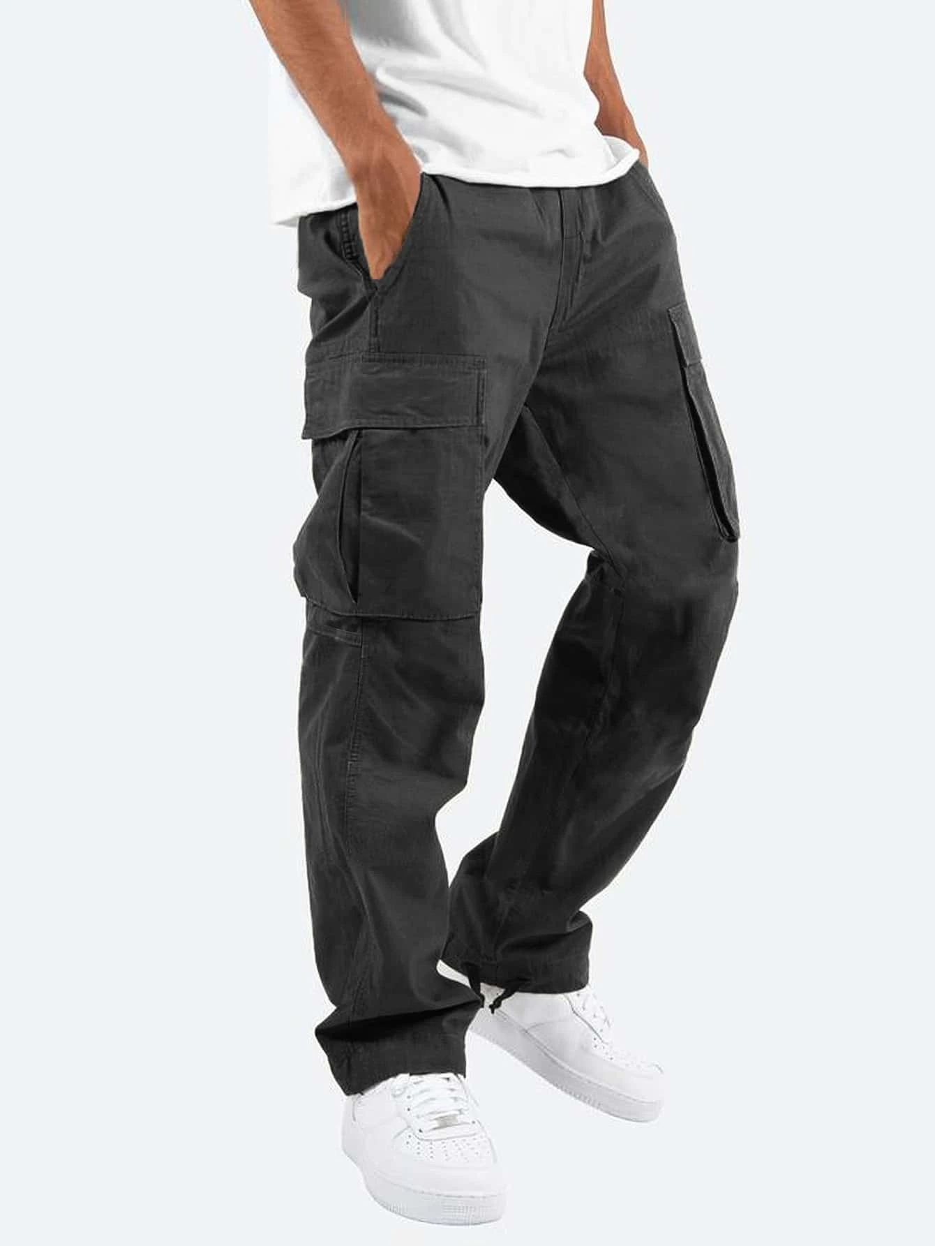 Men's Cargo Pants with Multi-Pocket Design and Relaxed Fit