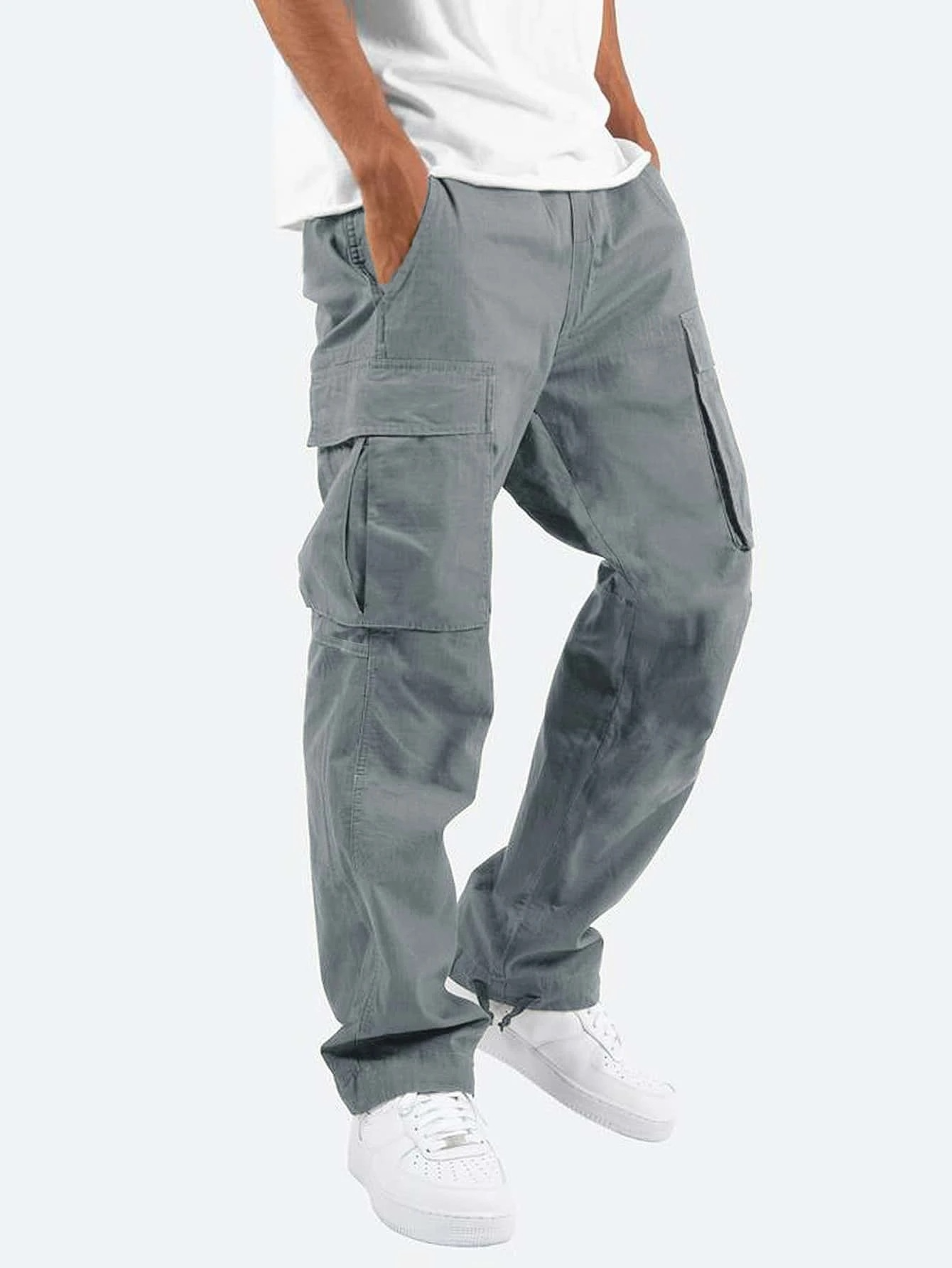 Men's Cargo Pants with Multi-Pocket Design and Relaxed Fit