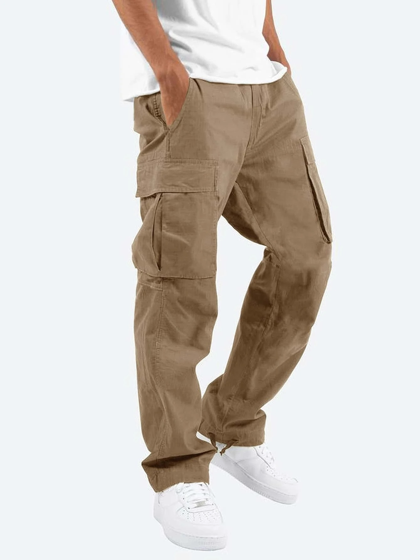 Men's Cargo Pants with Multi-Pocket Design and Relaxed Fit