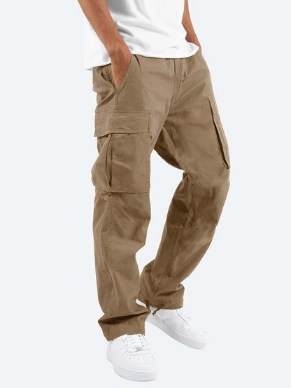 Men's Cargo Pants with Multi-Pocket Design and Relaxed Fit