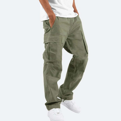 Men's Cargo Pants with Multi-Pocket Design and Relaxed Fit