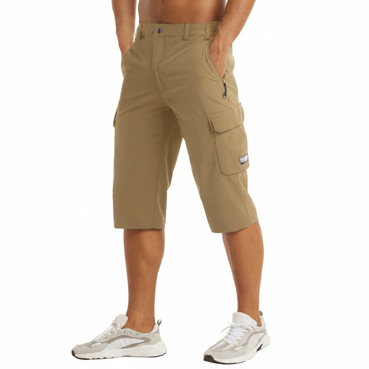 Men's Cargo Shorts Three-Quarter Length with Multiple Pockets