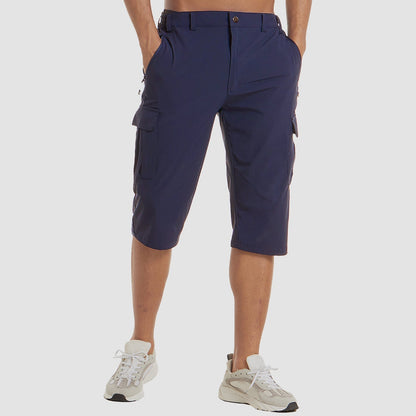 Men's Cargo Shorts Three-Quarter Length with Multiple Pockets