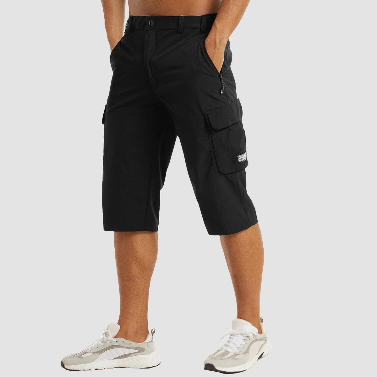 Men's Cargo Shorts Three-Quarter Length with Multiple Pockets