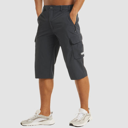 Men's Cargo Shorts Three-Quarter Length with Multiple Pockets