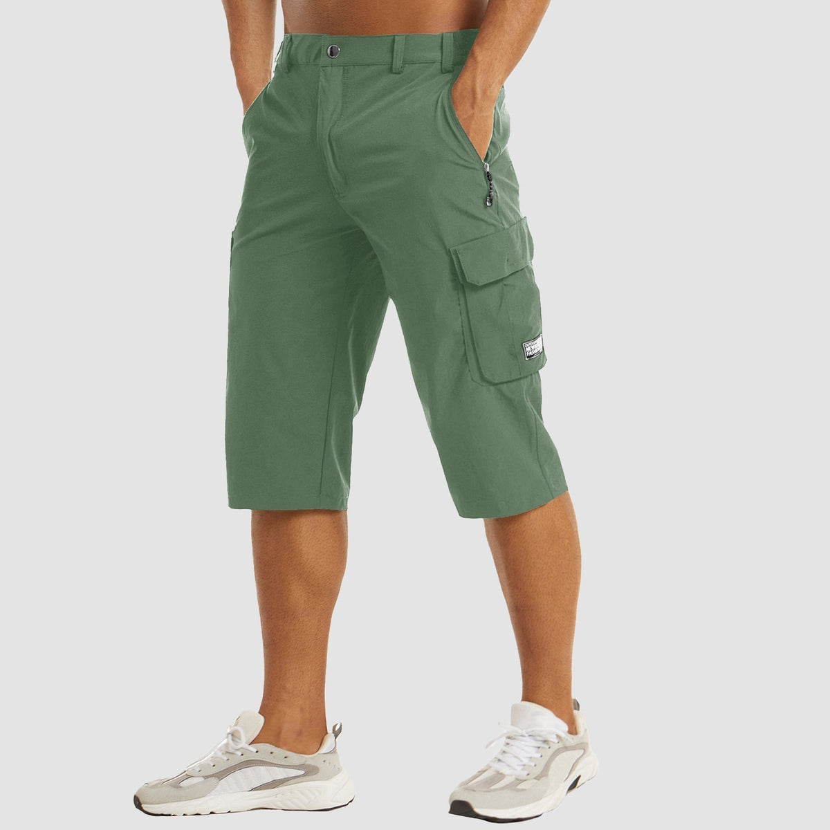 Men's Cargo Shorts Three-Quarter Length with Multiple Pockets