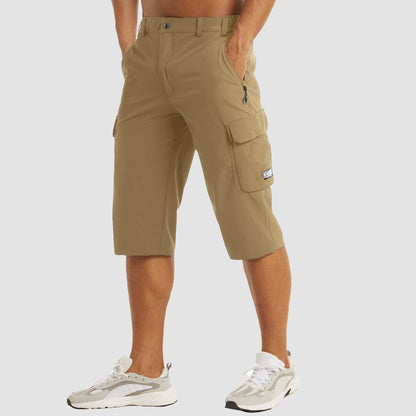 Men's Cargo Shorts Three-Quarter Length with Multiple Pockets