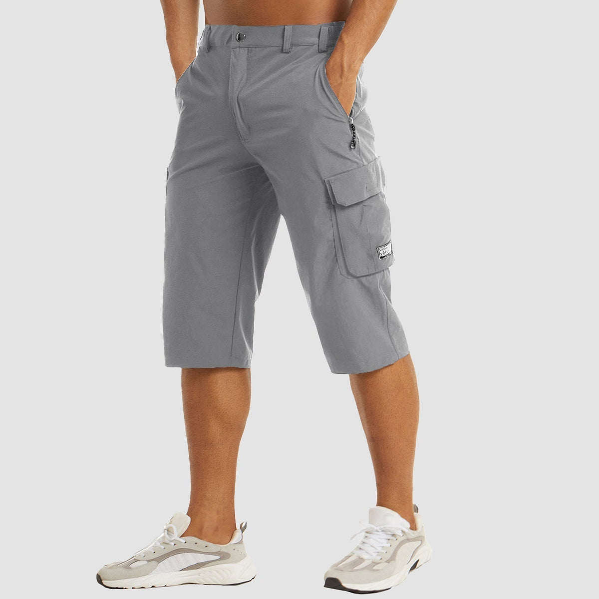 Men's Cargo Shorts Three-Quarter Length with Multiple Pockets