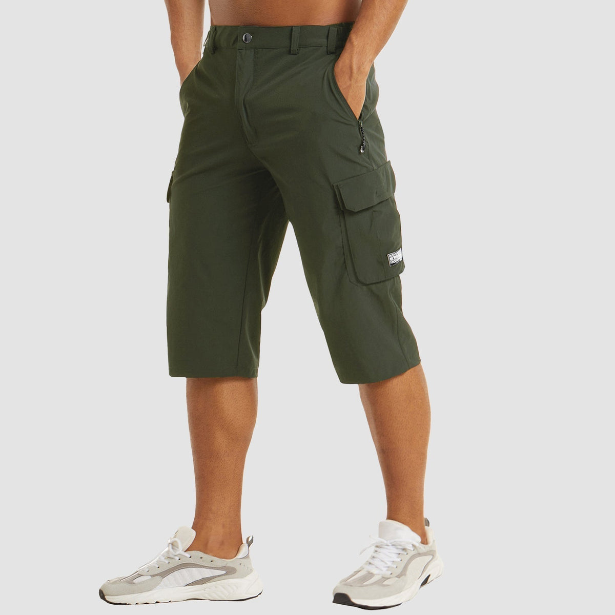 Men's Cargo Shorts Three-Quarter Length with Multiple Pockets