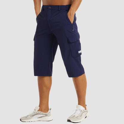 Men's Cargo Shorts Three-Quarter Length with Multiple Pockets
