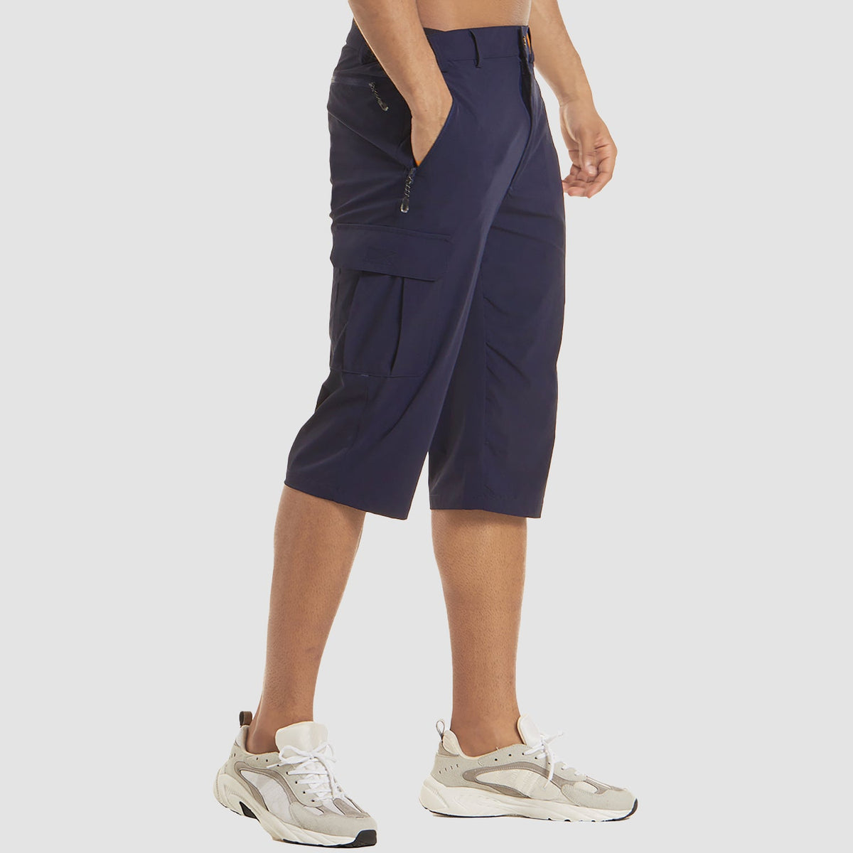Men's Cargo Shorts Three-Quarter Length with Multiple Pockets