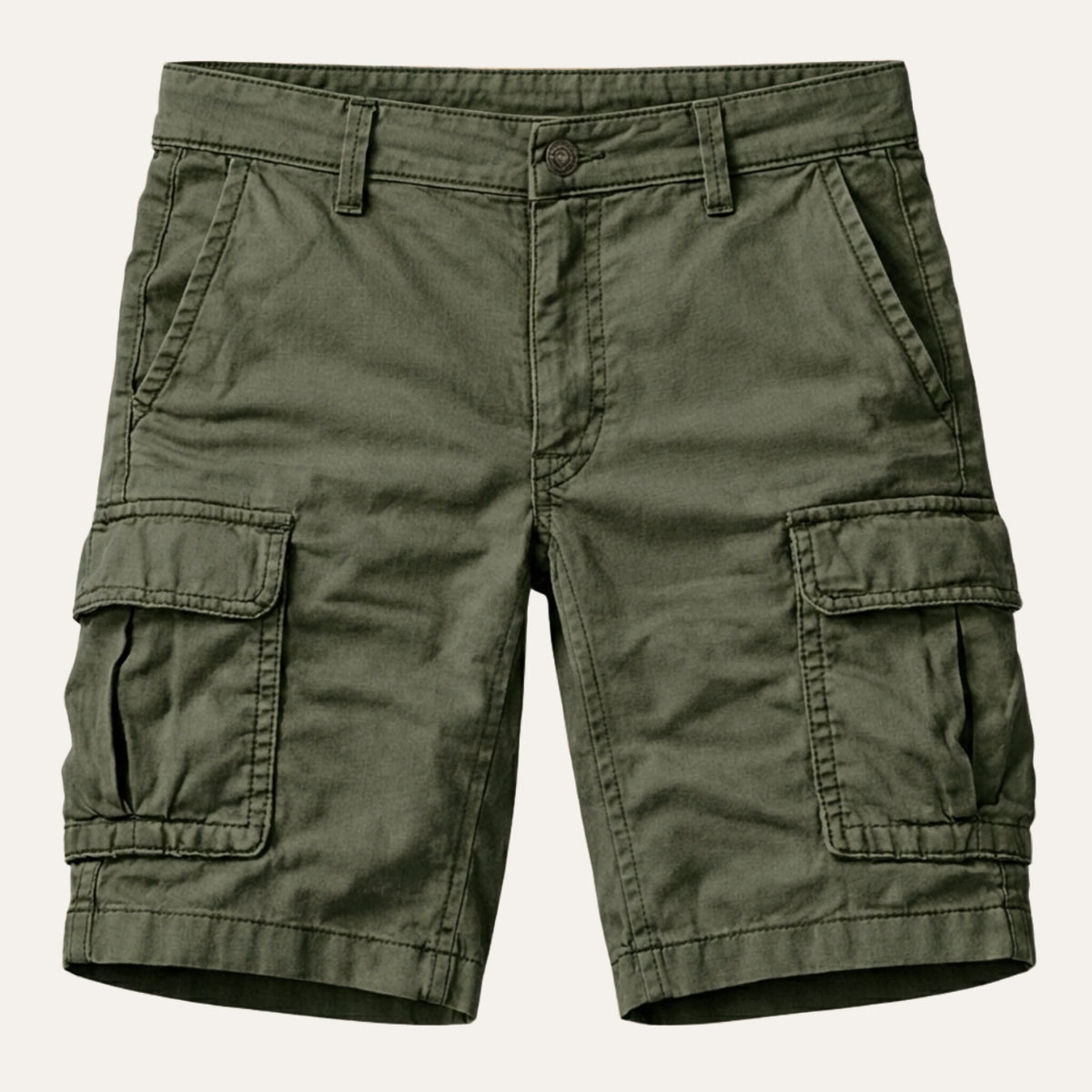 Men's Cargo Shorts with Flap Pockets and Zip Fly