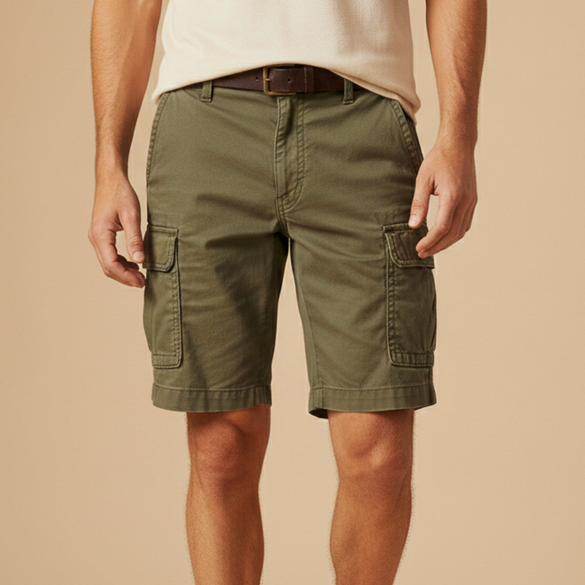 Men's Cargo Shorts with Flap Pockets and Zip Fly