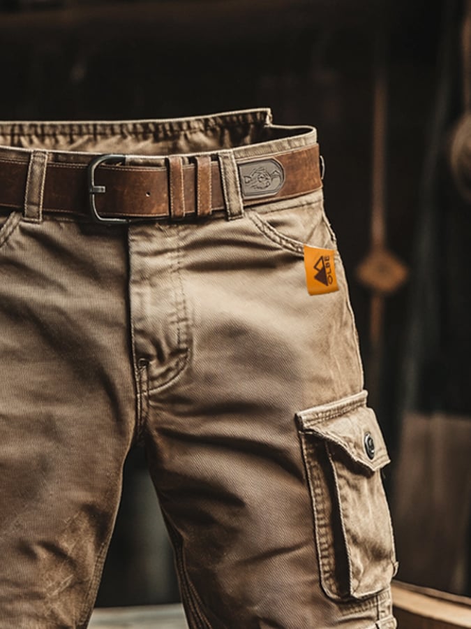 Men's Cargo Shorts with Multiple Deep Pockets and Relaxed Fit
