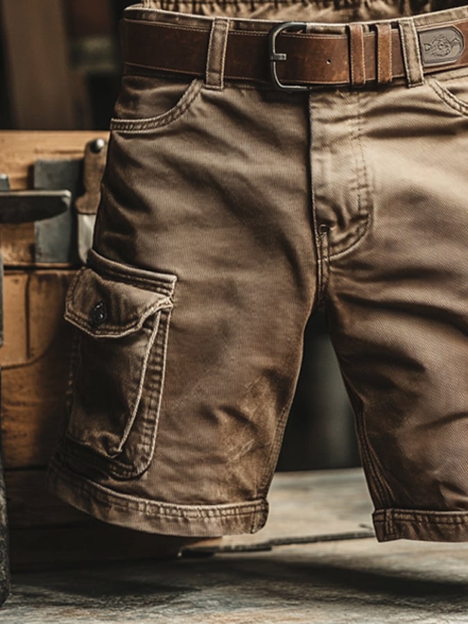 Men's Cargo Shorts with Multiple Deep Pockets and Relaxed Fit