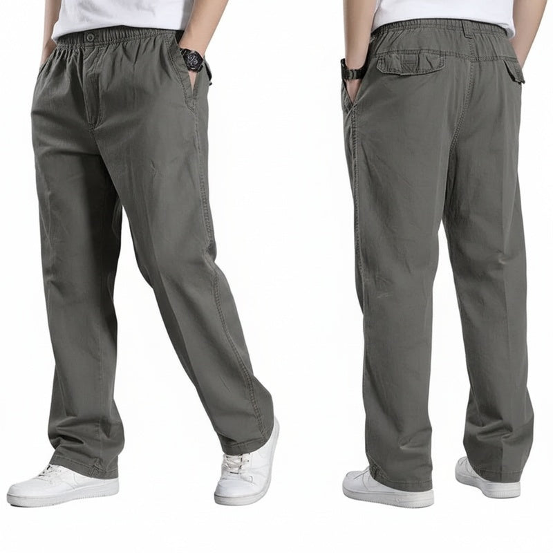 Men's Cargo Trousers with Elastic Waist and Relaxed Fit
