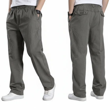 Men's Cargo Trousers with Elastic Waist and Relaxed Fit