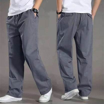 Men's Cargo Trousers with Elastic Waist and Relaxed Fit