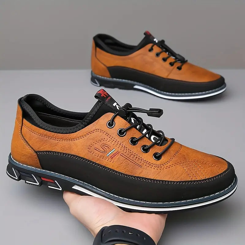 Men's Casual Lace-Up Shoes with Round Toe and Chunky Sole