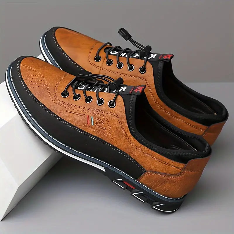 Men's Casual Lace-Up Shoes with Round Toe and Chunky Sole