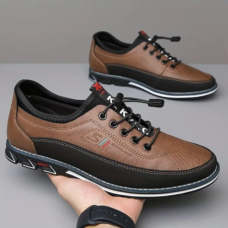 Men's Casual Lace-Up Shoes with Round Toe and Chunky Sole