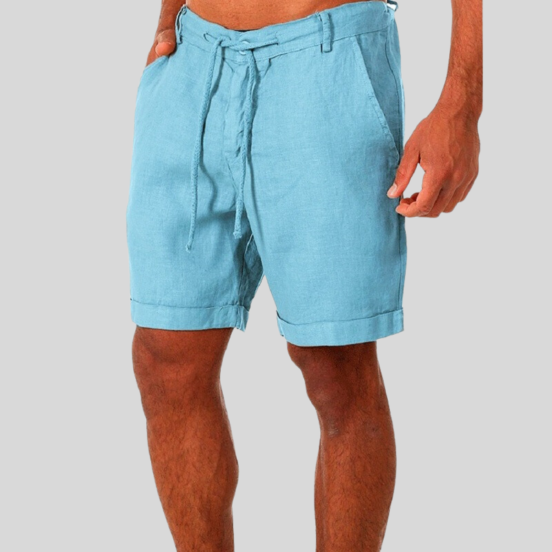 Men's Casual Shorts with Drawstring Waist and Cuffed Hem