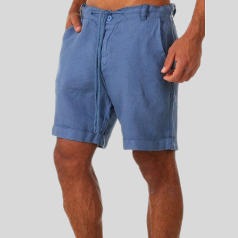 Men's Casual Shorts with Drawstring Waist and Cuffed Hem